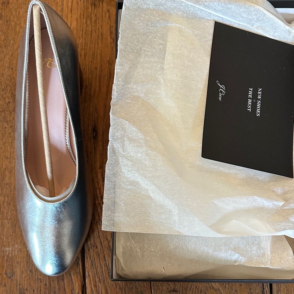 J. Crew Metallic Silver Heels